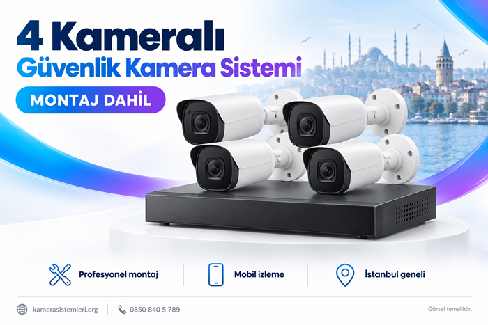 4 Kameralı Güvenlik Kamera Sistemi – Montaj Dahil