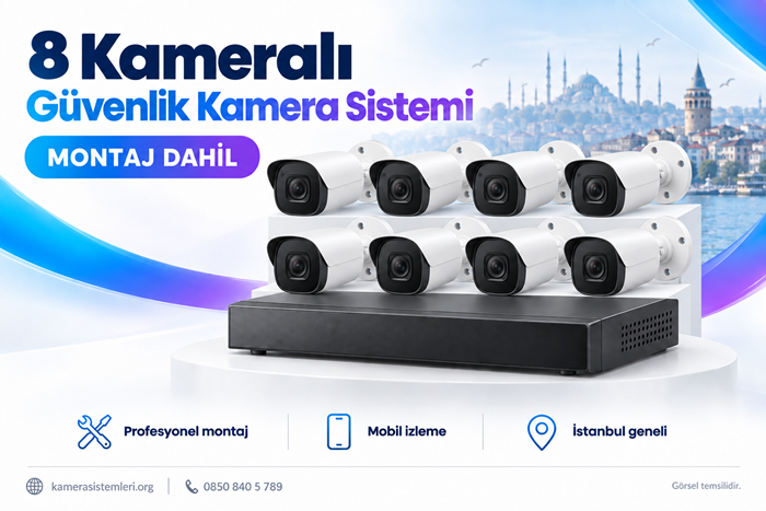 8 Kameralı Güvenlik Kamera Sistemi – Montaj Dahil
